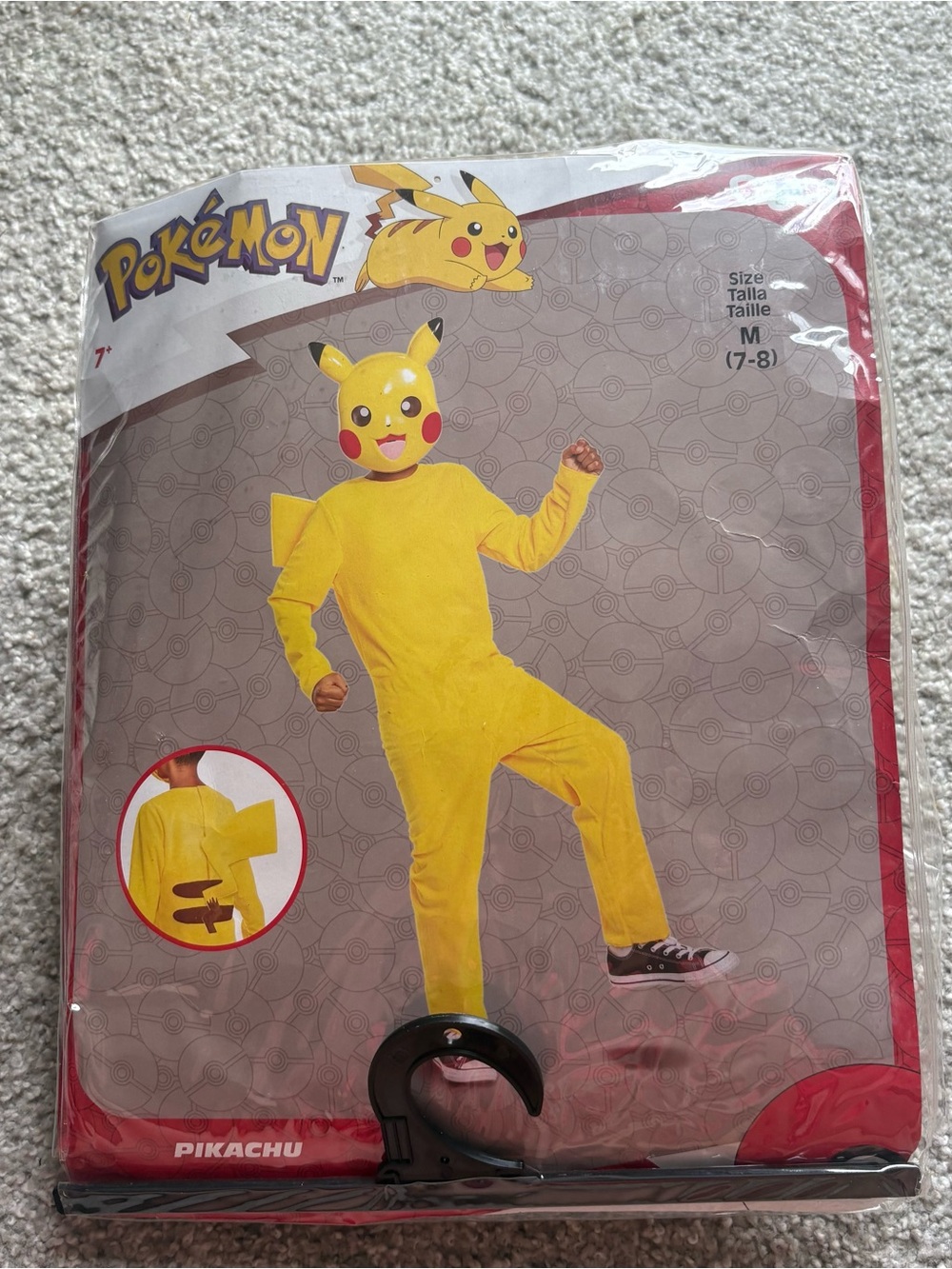 Pokemon Kids Pikachu Yellow Costume with Mask Medium 7-8 Halloween